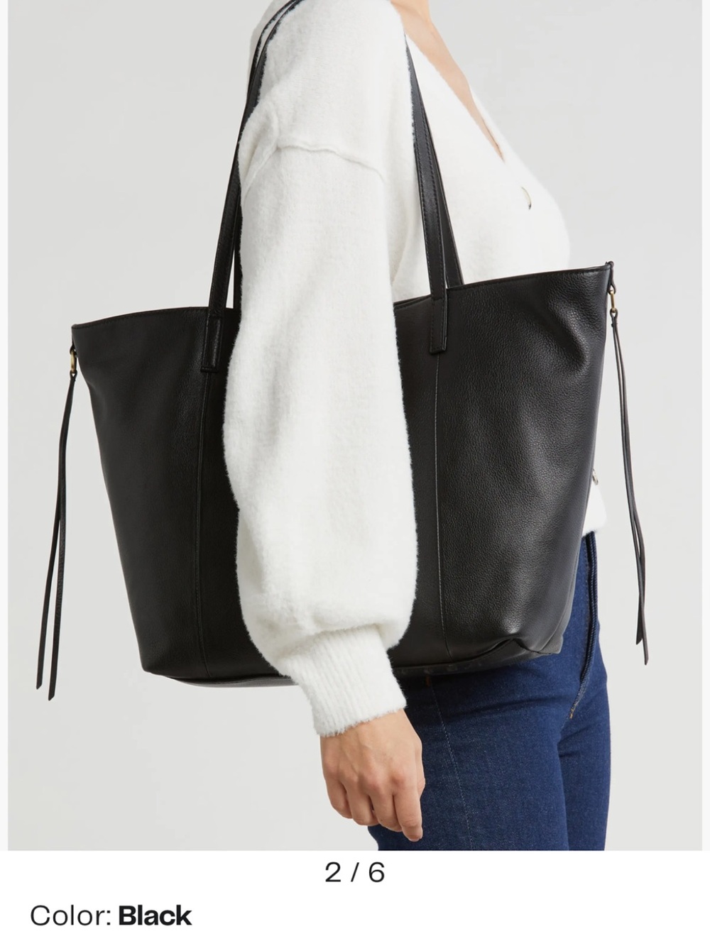 Hobo Kingston Black Leather Medium Size Tote Bag - Picture 11 of 11